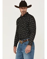 Cody James Men's Saddle Peak Floral Print Long Sleeve Snap Western Shirt