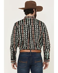 RANK 45® Men's Fargo Southwestern Striped Long Sleeve Button-Down Stretch Western Shirt