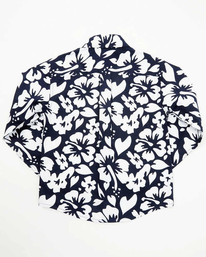 Cinch Toddler Boys' Floral Print Long Sleeve Button-Down Western Shirt