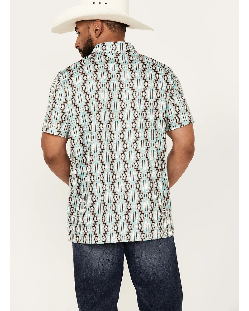 Rock & Roll Denim Men's Southwestern Print Short Sleeve Polo Shirt