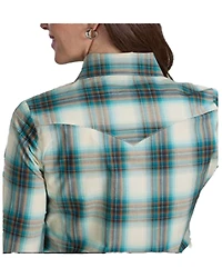 Roper Women's Amarillo Plaid Print Long Sleeve Snap Western Shirt