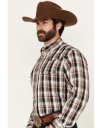Wrangler Men's Plaid Print Long Sleeve Snap Performance Western Shirt
