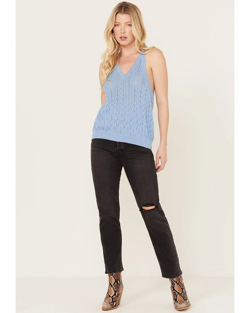 Cleo + Wolf Women's V-Neck Flared Sweater Tank