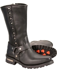 Milwaukee Leather Men's Braid & Rivet Harness Boots - Square Toe