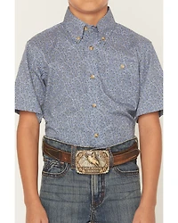 Wrangler Boys' Paisley Print Short Sleeve Button-Down Western Shirt