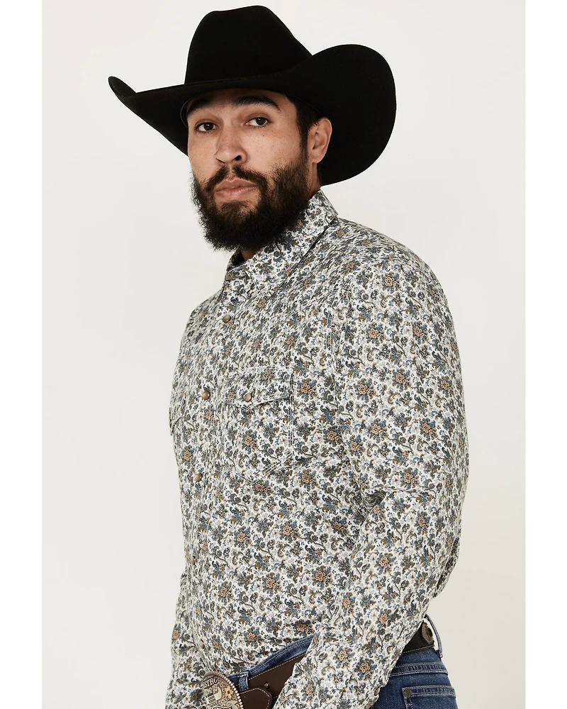 Moonshine Spirit Men's Strummin Floral Print Long Sleeve Snap Western Shirt