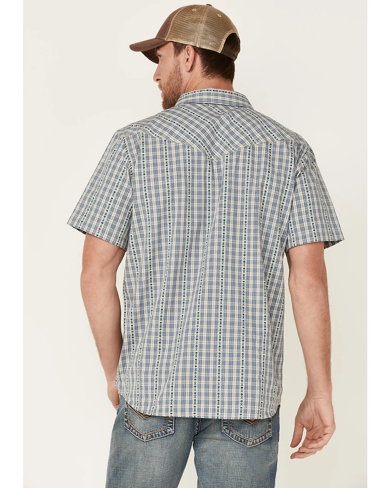 Moonshine Spirit Men's Santa Fe Dobby Plaid Short Sleeve Snap Western Shirt