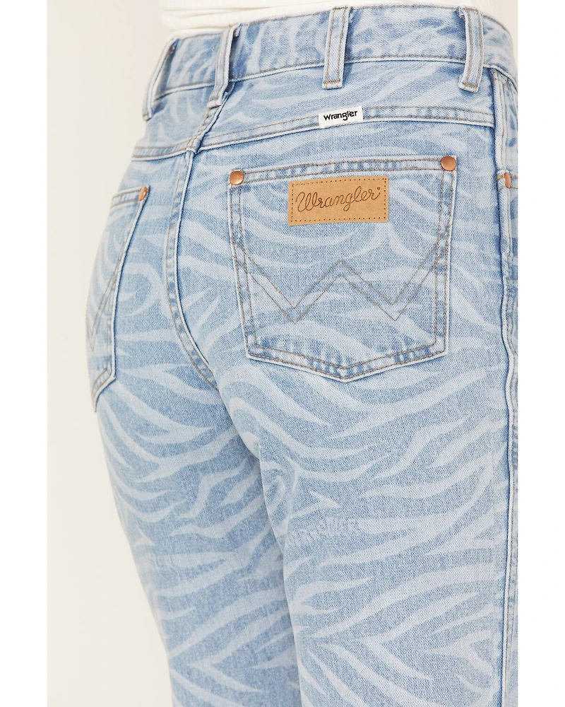 Wrangler Women's Meow Laser Tiger Print Wanderer Flare Jeans