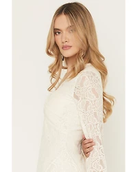 Shyanne Women's Long Bell Sleeve Lace Mini Dress