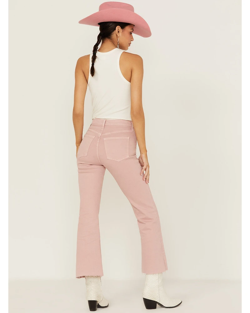 Sneak Peek Women's High Rise Raw Hem Crop Jeans