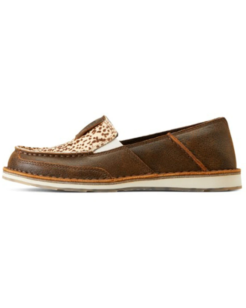Ariat Women's Cheetah Print Hair On Hide Cruiser Casual Shoes - Moc Toe