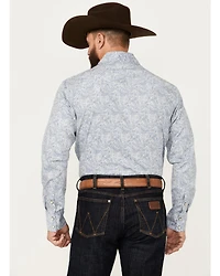 Rock & Roll Denim Men's Paisley Pinstriped Print Long Sleeve Snap Stretch Western Shirt