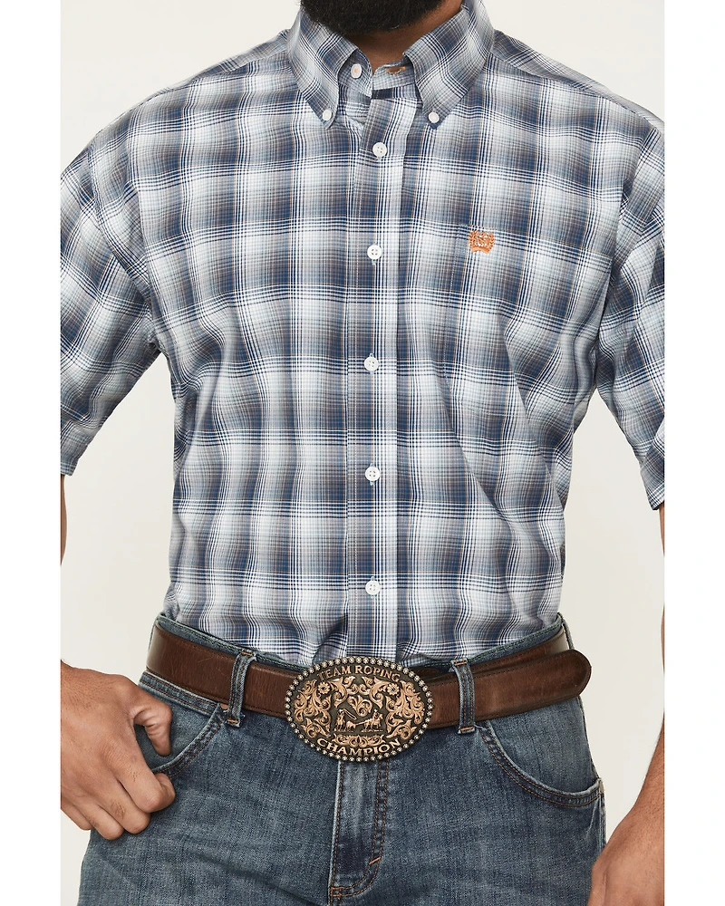 Cinch Men's Plaid Print Short Sleeve Button-Down Western Shirt