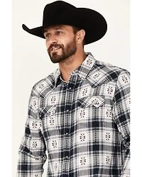 Moonshine Spirit Men's Smoke Signal Southwestern Plaid Print Long Sleeve Snap Western Shirt