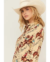 Wrangler Retro Women's Conversation Print Long Sleeve Snap Western Shirt