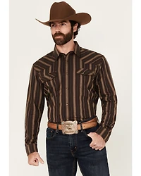 Blue Ranchwear Men's Aspen Striped Print Long Sleeve Snap Western Shirt