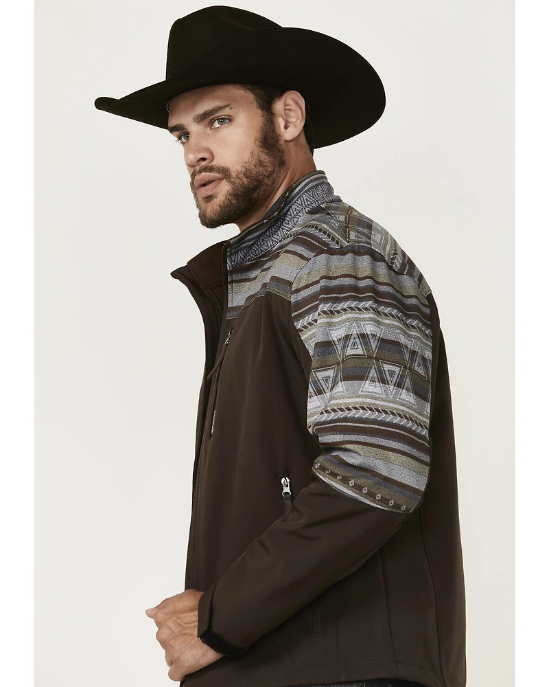 Hooey Men's Serape Striped Print Color Block Softshell Jacket