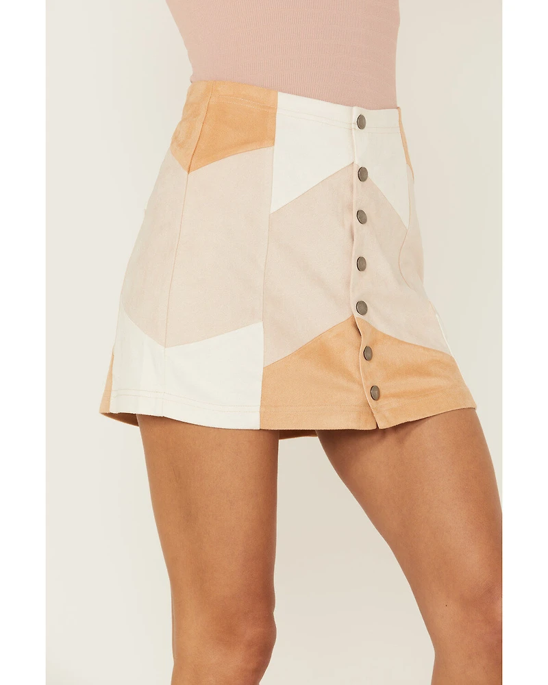 Shyanne Women's Patchwork Faux Suede Mini Skirt