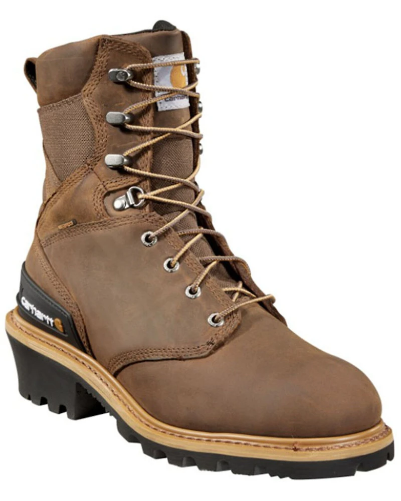 Carhartt 8" Brown Waterproof Logger Boots - Composite Toe