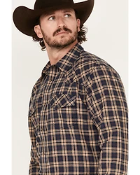 Blue Ranchwear Men's Burrow Plaid Print Long Sleeve Snap Western Shirt