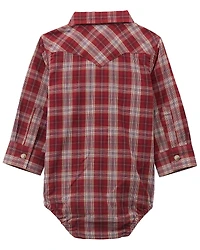 Wrangler Infant Boys' Plaid Print Long Sleeve Snap Western Onesie