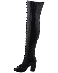 Milwaukee Leather Women's Open Toe Front Knee High Boots - Round