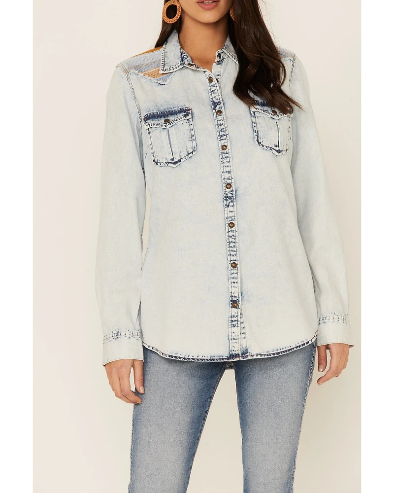 RRR Women's Southwestern Yokes Denim Shirt