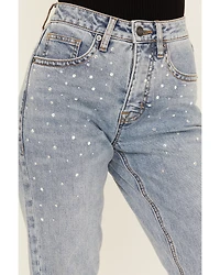 Rock & Roll Denim Women's Light Wash High Rise Rhinestone Studded Bootcut Stretch Jeans