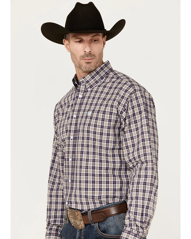 Cinch Men's Plaid Print Long Sleeve Button-Down Western Shirt