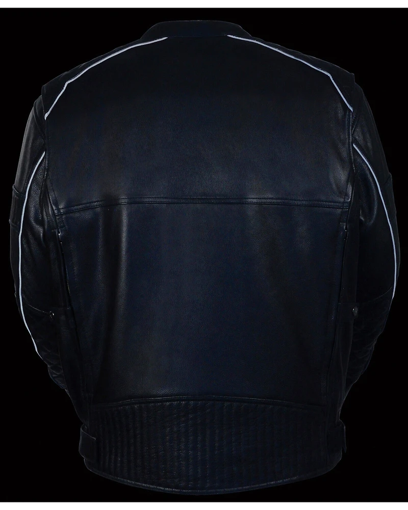 Milwaukee Leather Men's Black Quilted Pattern Scooter Jacket - Big 5X