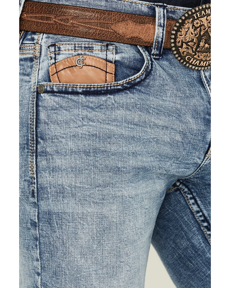 Cody James Men's Clover Leaf Wash Jackson Slim Straight Stretch Denim Jeans