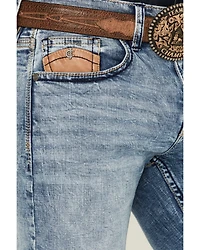 Cody James Men's Clover Leaf Wash Jackson Slim Straight Stretch Denim Jeans