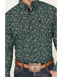 George Strait by Wrangler Men's Paisley Print Long Sleeve Button-Down Stretch Western Shirt