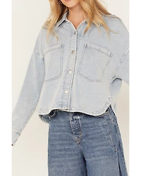 White Crow Women's Denim Knit Cropped Shacket