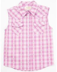 Shyanne Toddler Girls Dobby Striped Western Pearl Snap Shirt