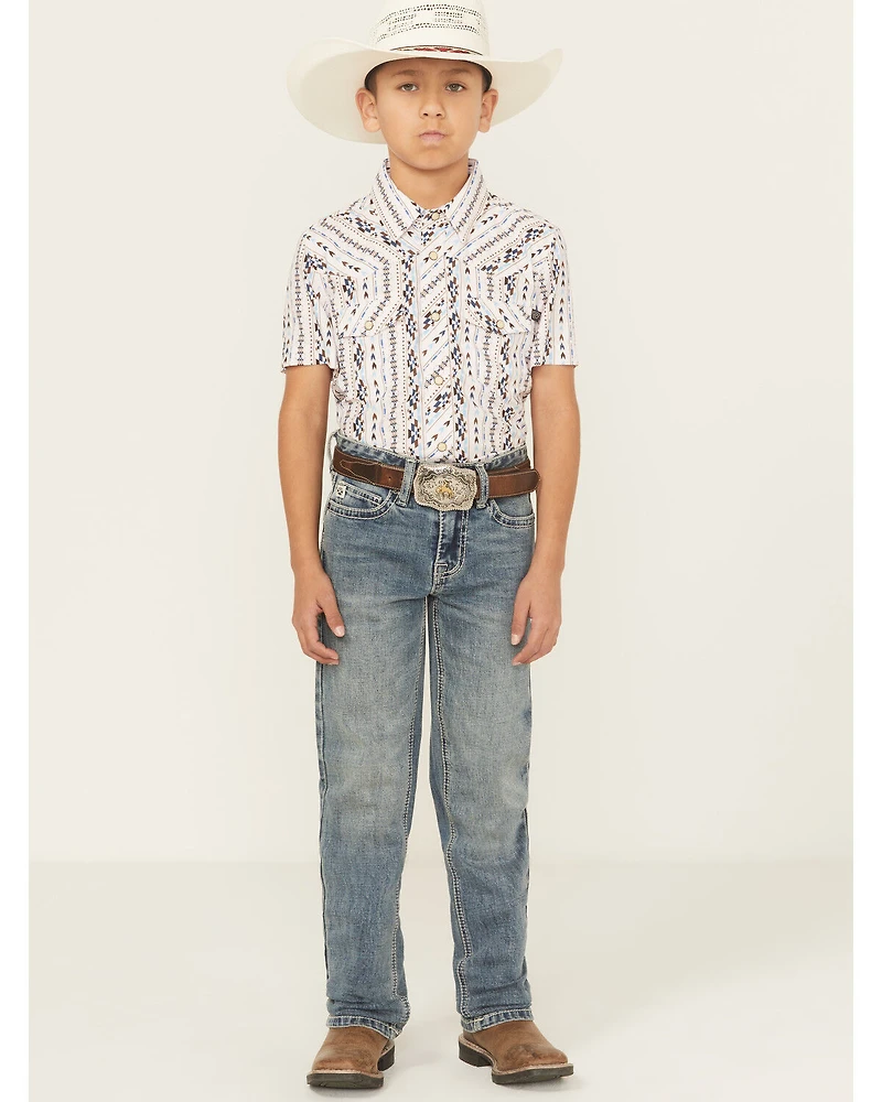 Hooey X Rock & Roll Denim Boys' Medium Wash Step Bootcut Stretch Jeans