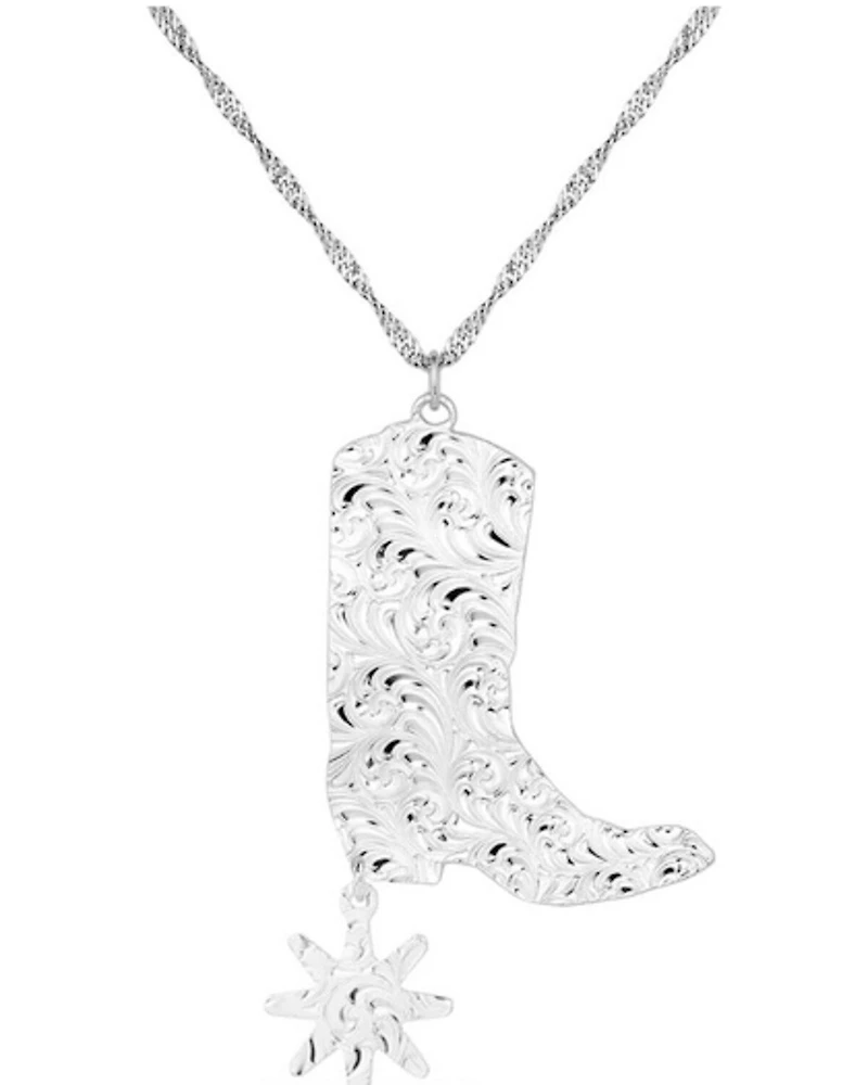 Montana Silversmiths Women's Chiseled Boots & Spurs Turquoise Necklace