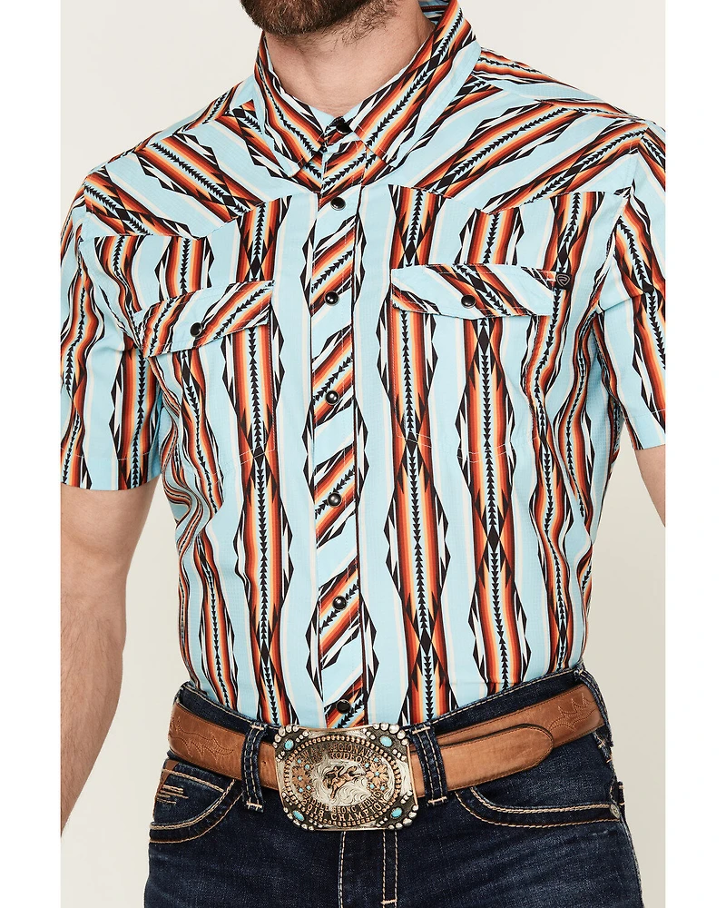 Rock & Roll Denim Men's Tek Southwestern Striped Short Sleeve Snap Western Shirt