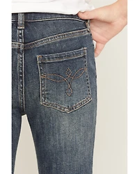 Shyanne Girls' Holly Medium Wash Fringe Flare Stretch Denim Jeans