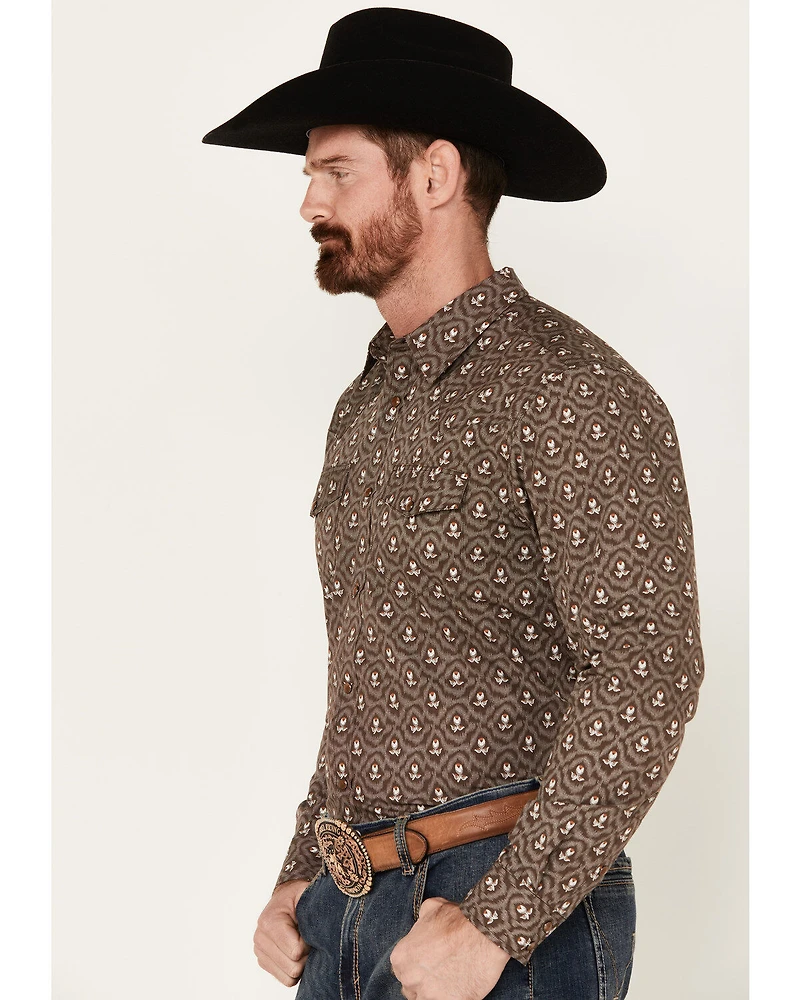 Gibson Trading Co. Men's Barbed Wire Floral Print Long Sleeve Snap Western Shirt