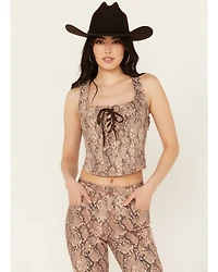 Shyanne Women's Snake Print Cropped Corset Top