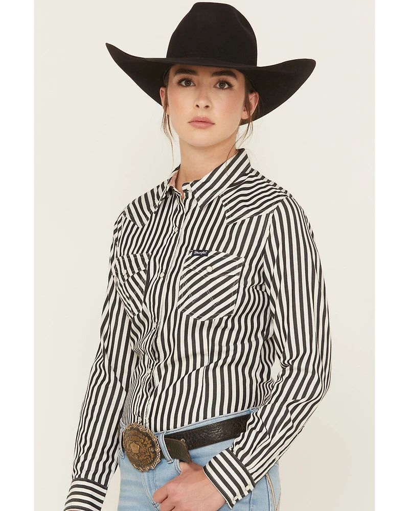 Wrangler Retro Women's Striped Long Sleeve Snap Western Shirt