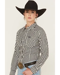 Wrangler Retro Women's Striped Long Sleeve Snap Western Shirt