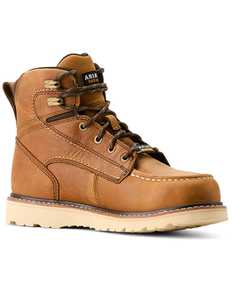 Ariat Women's Rebar 6" Wedge Waterproof Moc Toe Work Boots - Soft