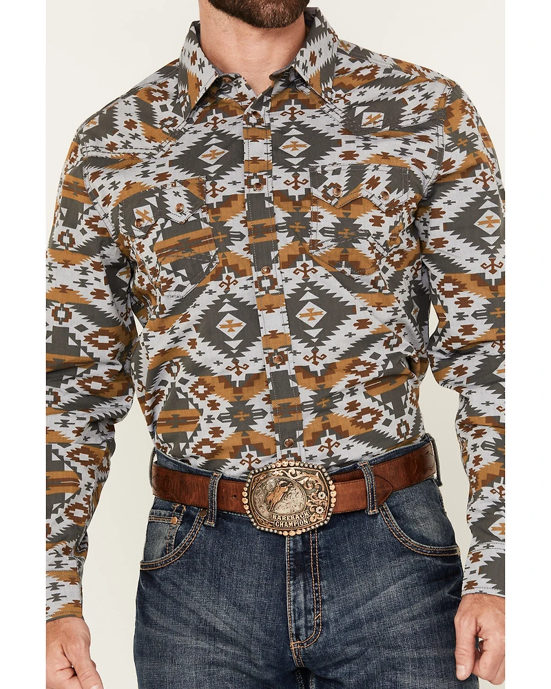 Cody James Men's Buckle Up Southwestern Print Long Sleeve Snap Western Shirt - Tall