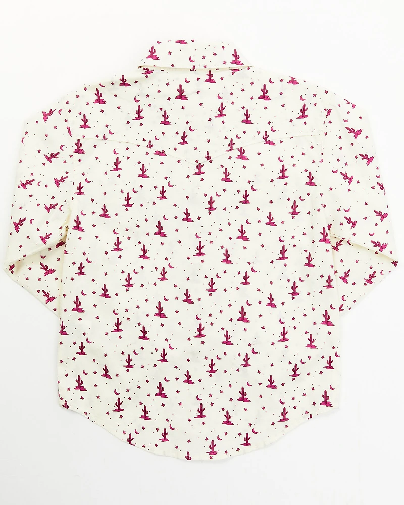 Shyanne Toddler Girls' Cactus Print Long Sleeve Pearl Snap Shirt