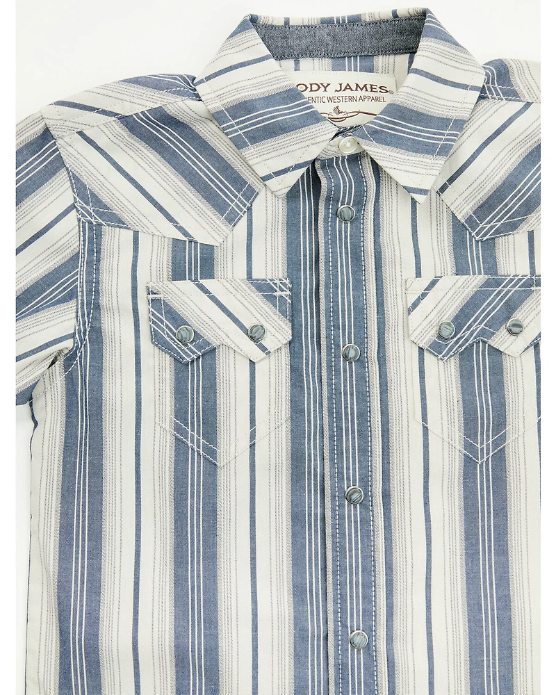 Cody James Toddler Boys' Roman Striped Short Sleeve Snap Western Shirt