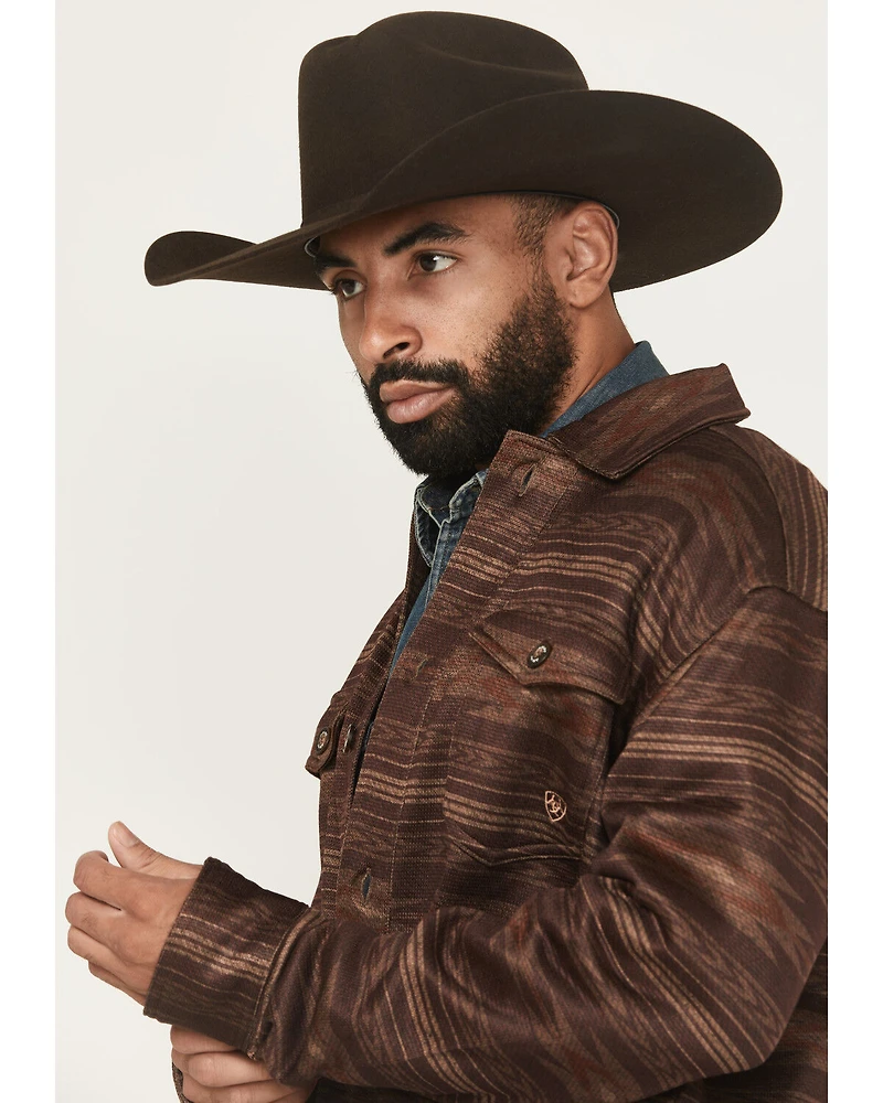 Ariat Men's Caldwell Southwestern Serape Stripe Print Long Sleeve Button-Down Shirt Jacket