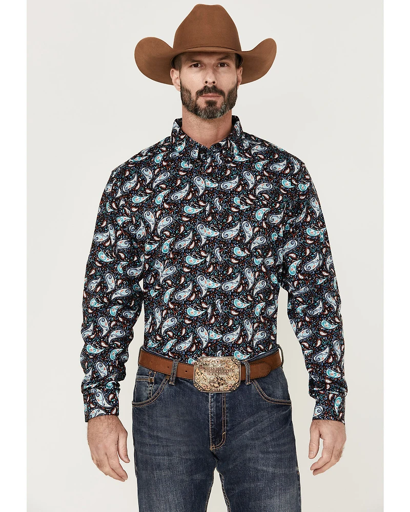RANK 45® Men's Rodeo Large Paisley Print Long Sleeve Button-Down Western Shirt