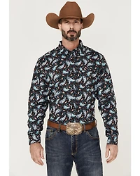 RANK 45® Men's Rodeo Large Paisley Print Long Sleeve Button-Down Western Shirt